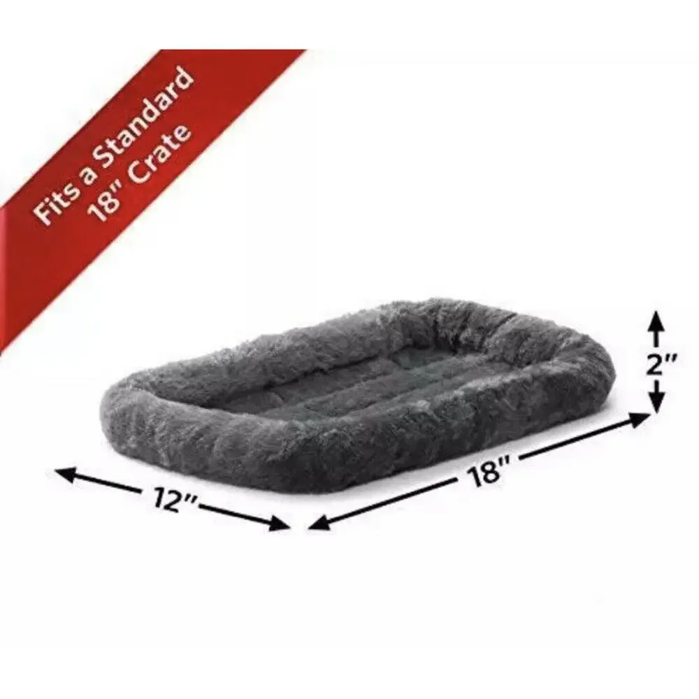 18L-Inch Gray Dog Bed or Cat Bed w/ Comfortable Bolster | Ideal for 